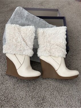 Jennifer Lopez White Mid-Calf Slouch Boots